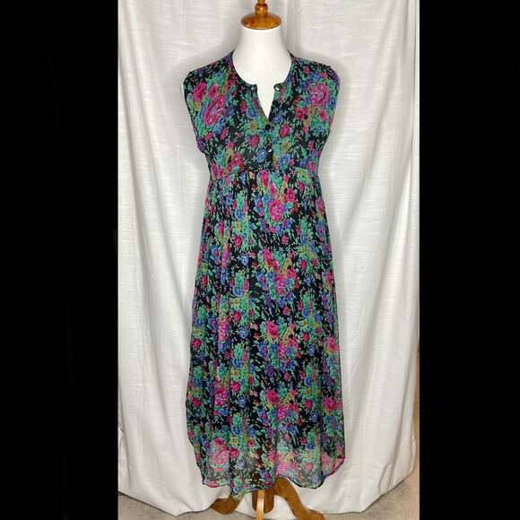 Vintage Silver Stream Rayon Floral Tank Dress - Picture 1 of 8